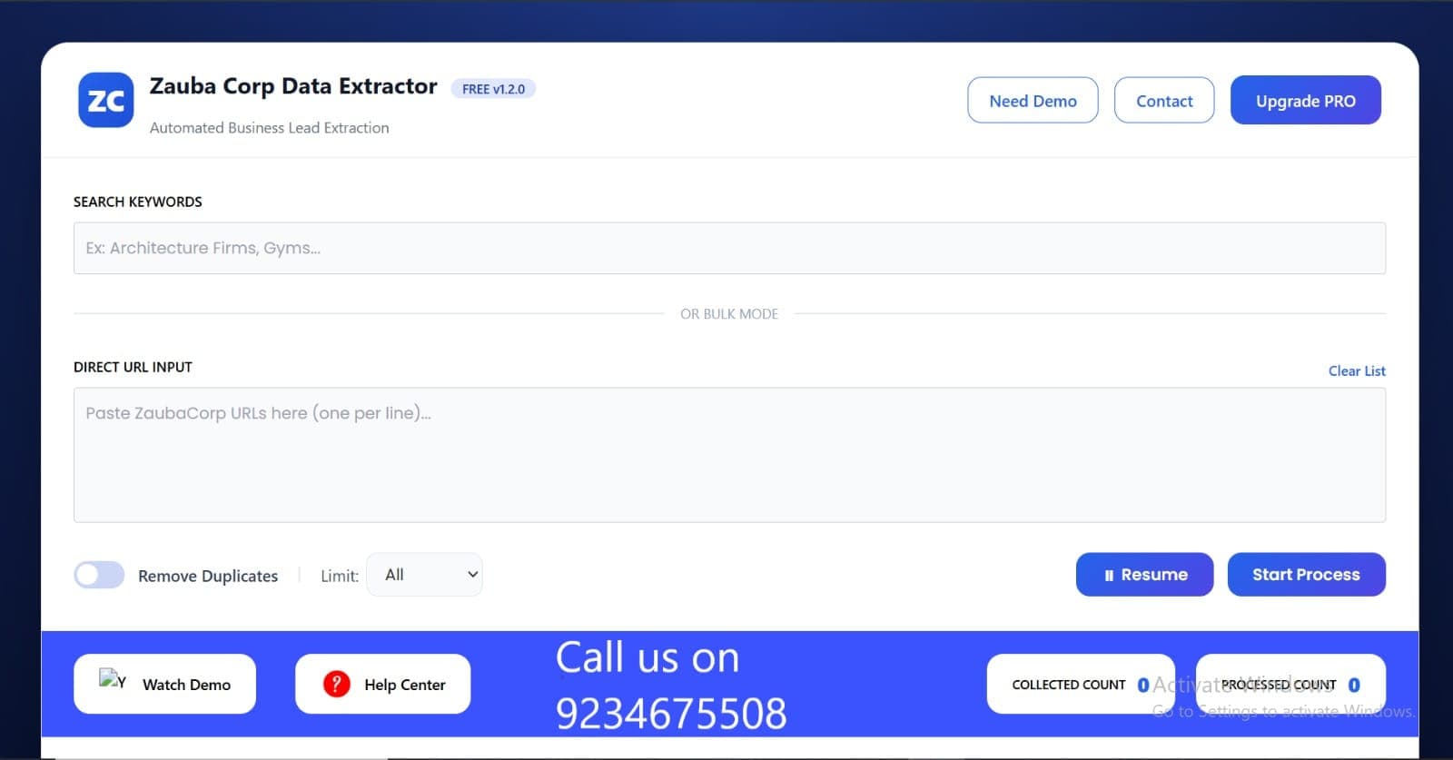 Social Media Scraper Tool Dashboard